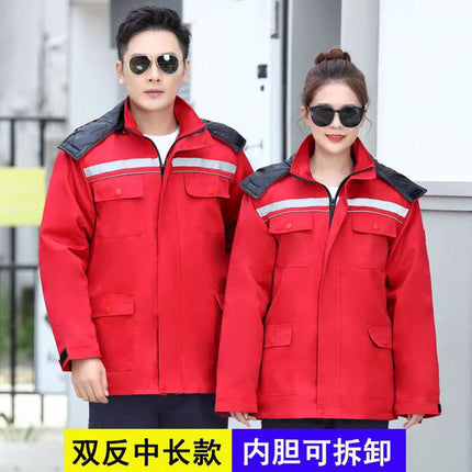 Winter Cotton Workwear Autumn and Winter Stain-Resistant Tops with Removable Lining Anti-Static Labor Protection Clothing Manufacturer Wholesale Workwear