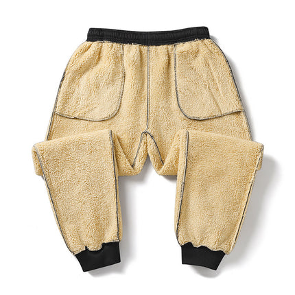 Cross-Border Trade Warm Sweatpants, Loose Fit, Cold-Proof, Fleece-Lined, Thickened Lamb Wool Pants, Aliexpress Winter Jogger Pants for Men