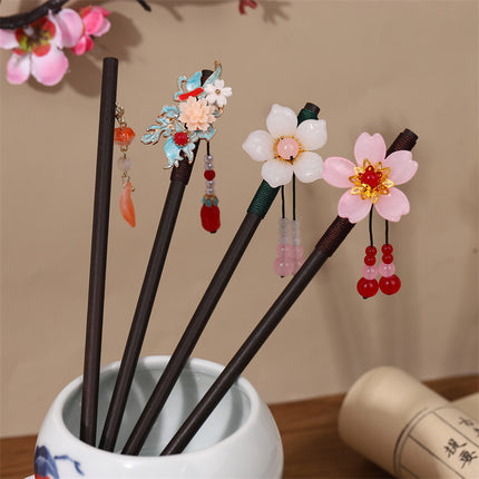 New Year Red Festive Chinese Style Hairpin Palace Style Tassel Walking Hair Hairpin Retro Hanfu Ancient Dress Cheongsam Hair Accessories Women