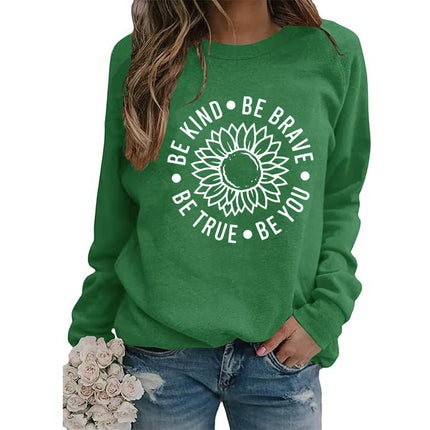 Foreign trade supply be like flower printed round neck jacket sweater European size ladies coat long sleeve cross-border autumn and winter