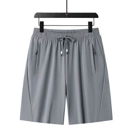 Summer Double-length Flat Ice Silk Shorts Sports Pants Men's Shorts Loose Breathable Quick-drying Casual Sports Pants with Logo Print
