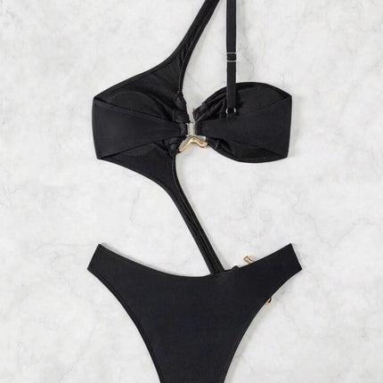 2025 Europe and the United States new one-piece solid color sexy bikini bikini backless swimsuit swimsuit women's cross-border foreign trade
