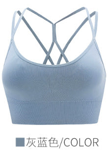 Seamless back white sports underwear women's summer shockproof running anti-sagging big chest small one bra thin