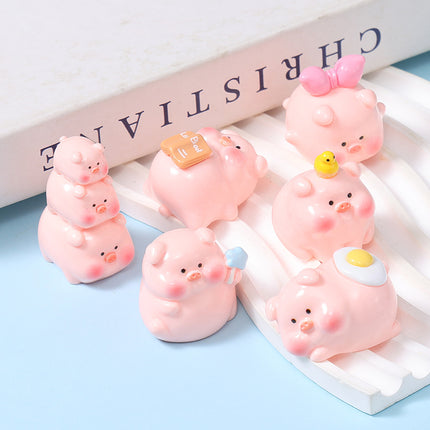 Resin stereo cartoon pig diy jewelry accessories car micro landscape ornaments keychain blind bag handmade materials