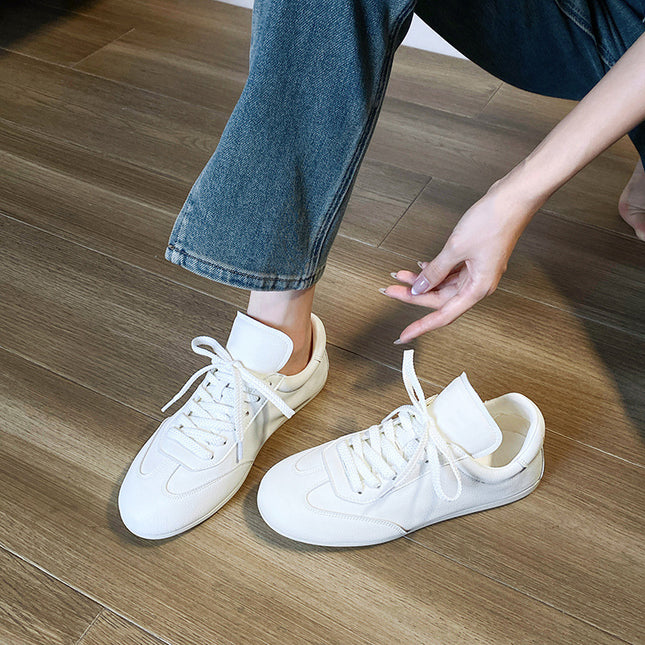 Women's 2026 New Style German Training Shoes, Suitable for Pairing with Skirts, Ultra-Soft Lightweight Casual Sports White Shoes with Front Laces