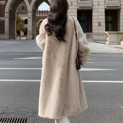 Mink Fur Coat for Women, Extended Version, Thickened, Suit Collar, Eco-Friendly Fur, 2025 Winter New Style, Fur Integrated Coat