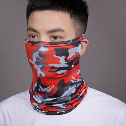 Sun Protection Mask Hat Summer Face Covering Neck Protection Outdoor Sunshade Fishing Breathable Ear Hanging Face Towel Ice Silk Hood Neck Scarf
