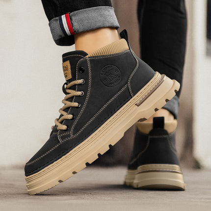 Autumn New Men's High-rise Sports Board Shoes Increased Thick-soled Casual All-match Outdoor Tooling Retro Trendy Shoes