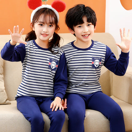 2025 Autumn and Winter Children's Thermal Underwear Set Cotton Pajamas Baby Dinosaur Thermal Top and Bottom Full Cotton Warm and Cold-Proof