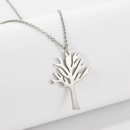 Personalized Versatile Hollow Tree of Life Stainless Steel Pendant Necklace for Women, Simple Non-Fading Chain for Men and Women, Stackable