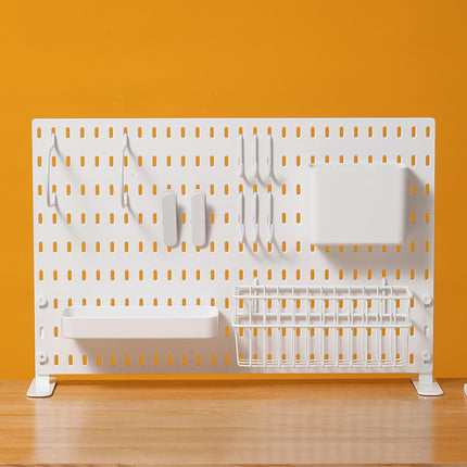 Desktop Perforated Board Storage Rack Organizer Office Partition Workstation Desk Stationery Organizer Shelf No Drilling Required