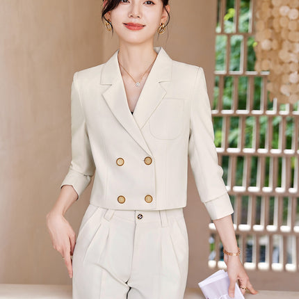 Short Blazer for Petite Women, Stylish Suit Set, 2025 New Spring and Autumn Casual Formal Two-Piece Set