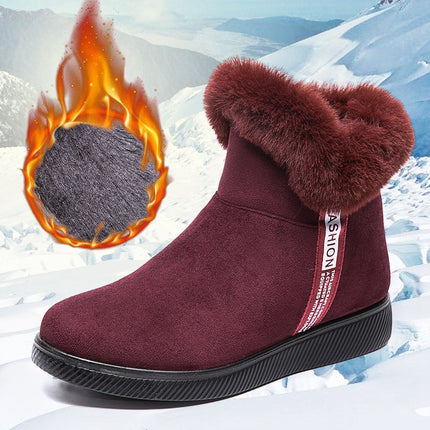 Large Size Snow Boots for Women, Fleece-Lined Warm Short Boots, Winter Thickened Cotton Shoes, Non-Slip Cloth Shoes, Mom Shoes, Winter Style