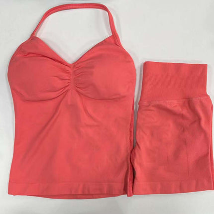 suit DF Amazon Explosions Shorts Small Bra High Elastic Superfine Extinction Nylon Hanging Neck Beauty Back Sports Vest