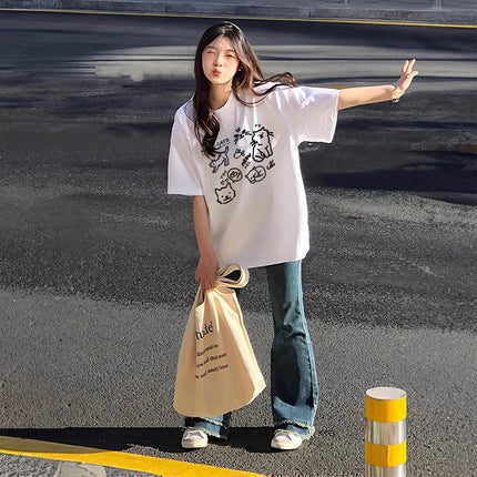 White Short-Sleeve T-Shirt for Women 2026 New Style Pure Cotton Half-Sleeve Loose Summer Base Layer Niche Design Top