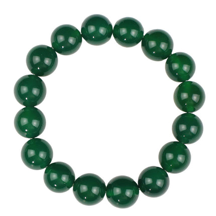 Factory wholesale green agate bracelet 12 round beads jade jewelry single ring men and women couple bracelet beads beads full of green