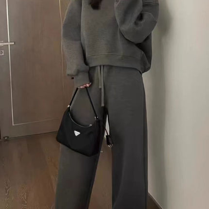 Stylish Fashion Sweatshirt Sports Set Women's 2024 Autumn and Winter Slimming Loose Korean Style Student Casual Two-piece Running Set