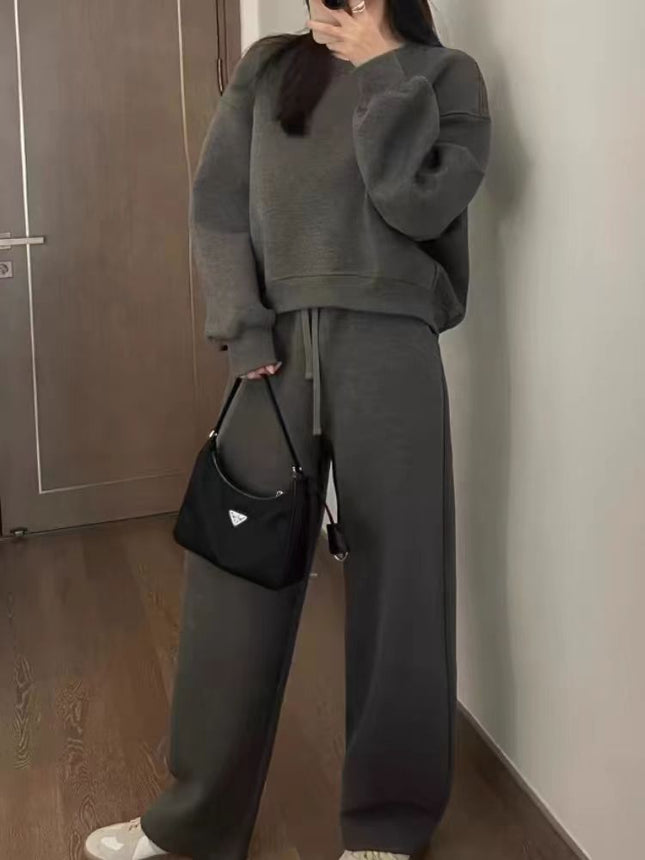 Stylish Fashion Sweatshirt Sports Set Women's 2024 Autumn and Winter Slimming Loose Korean Style Student Casual Two-piece Running Set
