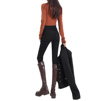 plus size Skinny Jeans Women's Trendy All-match New High Waist Slimming Slim-fit Stretch Pencil Boots Trousers