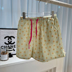 Green vertical striped cherry (003 double-layer gauze shorts) / One size fits all