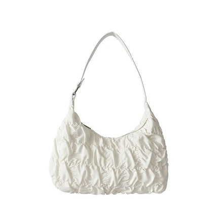 Cream Puff 2025 Cloud Pleated Dumpling Bag for Girls, Cute Student Style Shoulder Underarm Bag, Casual and Versatile