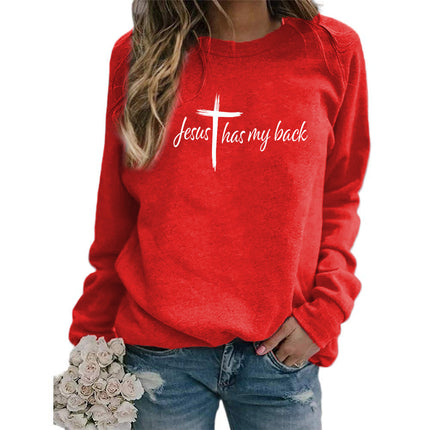 My back Letter Printed Crewneck Jacket Women's Jacket European Size Autumn and Winter Foreign Trade Cross-border Amazon
