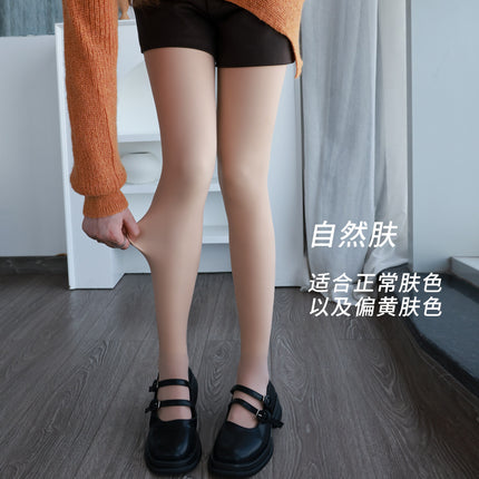 Black Silk Light Leg Artifact for Women's fleece-lined Thickened Single-Layer Integrated Black Skin-Transvious Water Light Socks Autumn and Winter Naked Feeling Bottoming Pantyhose