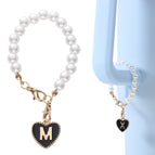 A / [M-051] Pearl chain Black Heart Letter card
