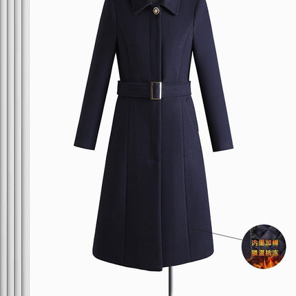 Professional woolen coat women's winter slim-fit mid-length woolen coat with cotton sales department front desk work clothes