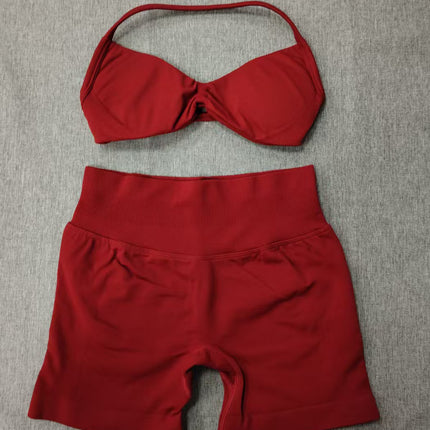suit DF Amazon Explosions Shorts Small Bra High Elastic Superfine Extinction Nylon Hanging Neck Beauty Back Sports Vest