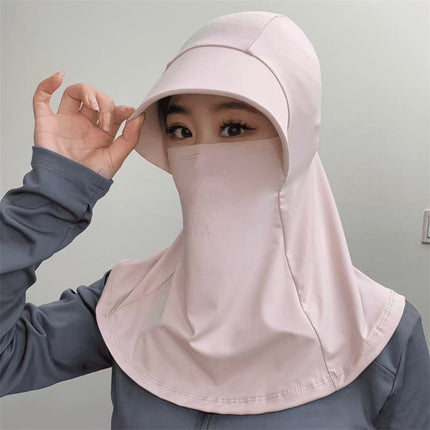Full Face Sun Protection Mask for Women in Summer, All-Round Uv Protection, Outdoor Cycling Shawl, Neck Protection and Brim Face Covering Hat
