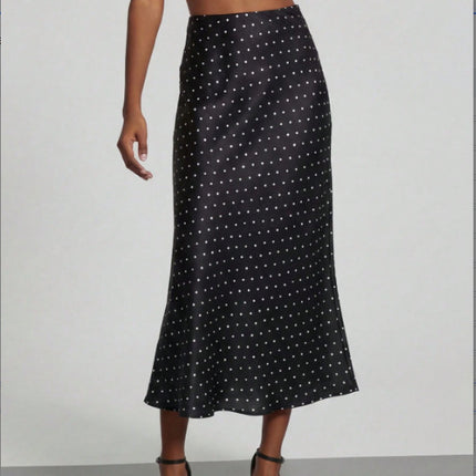 In-Stock Cross-Border Women's Clothing Wholesale European and American Style Elegant Satin Midi Skirt Slimming and Flowy