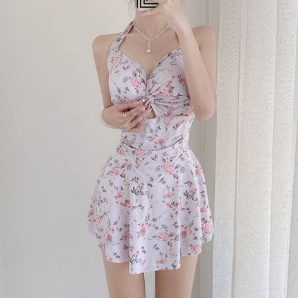 Sexy Swimsuit Women's One-Piece Boxer Conservative Slimming Belly-Covering Sexy Hot Spring Fresh Girl Student Swimsuit