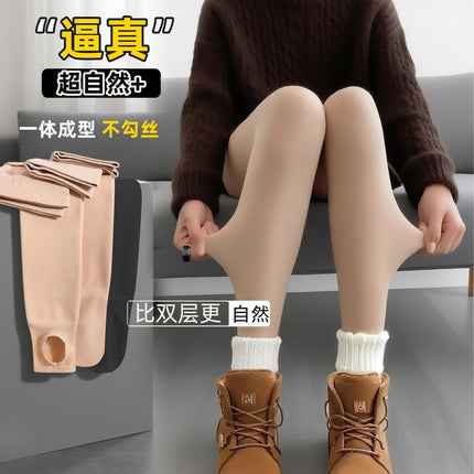 Flesh-Colored Bare-Leg Artifact for Spring, Autumn, and Winter, Thickened and Fleece-Lined Water-Glossy Stockings, Ultra-Natural Silk Stockings, Nude Pantyhose, Slimming Base Layer