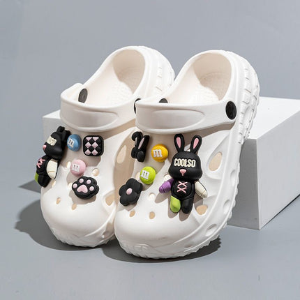 Violent Bear Children's Croc Shoes Summer Boys' Non-Slip Soft Sole Girls' Bathing Beach Shoes Baotou Parent-Child Sandals and Slippers