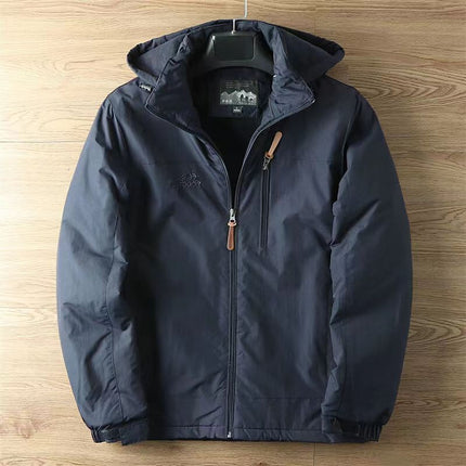 2025 Three-Proof Autumn and Winter Outdoor Velvet Cotton Jacket Men's Jacket Casual Removable Hooded Windbreaker Loose Jacket for Men