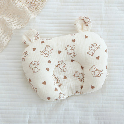 Class A cotton baby gauze baby anti-deflection head shaped pillow sweat-absorbing breathable Four Seasons suitable for newborn comfort pillow