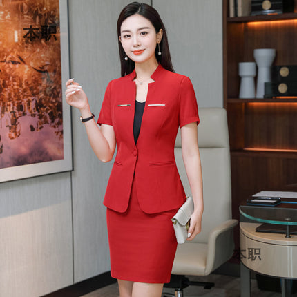 [Jewelry Store Work Clothes] Beautician Summer New Short-Sleeved Suit Front Desk Waiter Professional Women's Suit