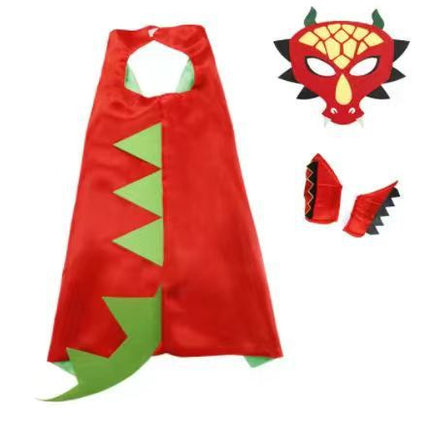 Children's Halloween Carnival Dinosaur Cape Costume Props Funny Green Dinosaur Eye Mask Wrist Cosplay