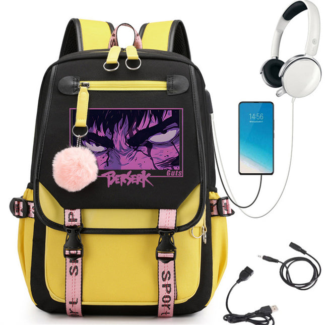 Sword Wind Legend Kais Eye Campus Style Student School Bag with USB Travel Backpack Cross-Border Dropshipping 0520