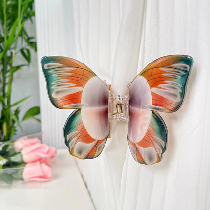 YHJ Hair Accessories New High-end Sense Simulation Butterfly Grab Clip Disc Hair Printing Hairpin Back Head Shark Clip Hair Grab