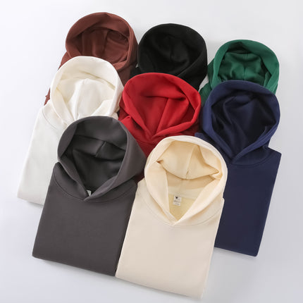 Lamb Wool Drop-Shoulder Loose Sweatshirt with Pockets, Hooded Pullover, Trendy Heavyweight Thickened Autumn and Winter Hoodie, Casual Fashion