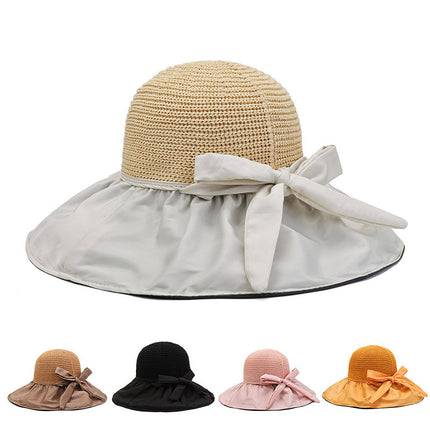 Fisherman Hat Women's Summer Sunshade Big Nipple Hat Face-Covering Sunscreen Hat UV Protection All-Match Black Glue Sun Hat