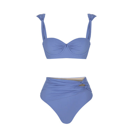 2024 European and American Amazon Aliexpress One-piece Swimsuit Gold Button Color Matching Three-color Sexy Swimsuit Suit for Women