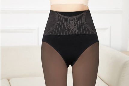 Flower Fairy Black Silk Skin Transparent Water Light Socks Autumn and Winter New Belly Hip-lifting fleece-lined Leggings Light Leg Artifact Pantyhose