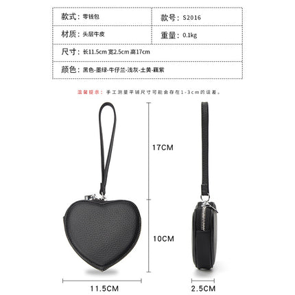 Genuine Leather Coin Purse Women's Korean Style New Arrival Cute Hand Carrying Love Bag Coin Lipstick Earphone Storage Small Wallet