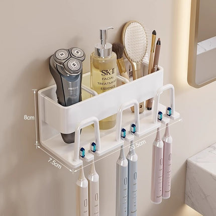 Toothbrush Storage Rack Non-Punch Brush Cup Mouthwash Cup Rack Wall-Mounted Bathroom Household Toothware Hanger