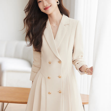 French Hepburn Style Small Black Dress High Sense High Cold Royal Sister Fried Street Small Fragrance Style Pleated Professional Suit dress Summer