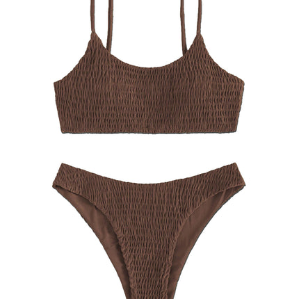 Triangle Bikini_2019 European and American Aliexpress Popular Swimsuit Sexy Pleated Triangle Bikini Bikini