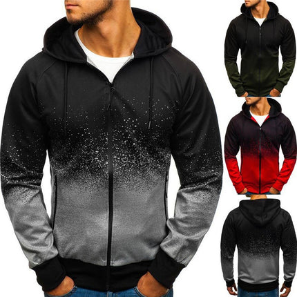 2024 New Autumn and Winter Sports Casual Cardigan Digital Printing Hoodie Jacket Men's Gradient Design Top